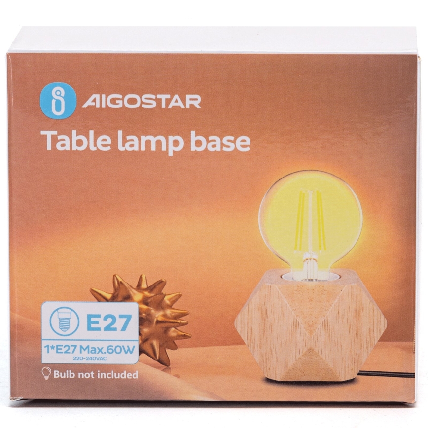 Aigostar - Laualamp 1xE27/60W/230V beež