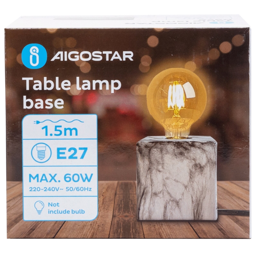 Aigostar - Laualamp 1xE27/60W/230V valge/hall