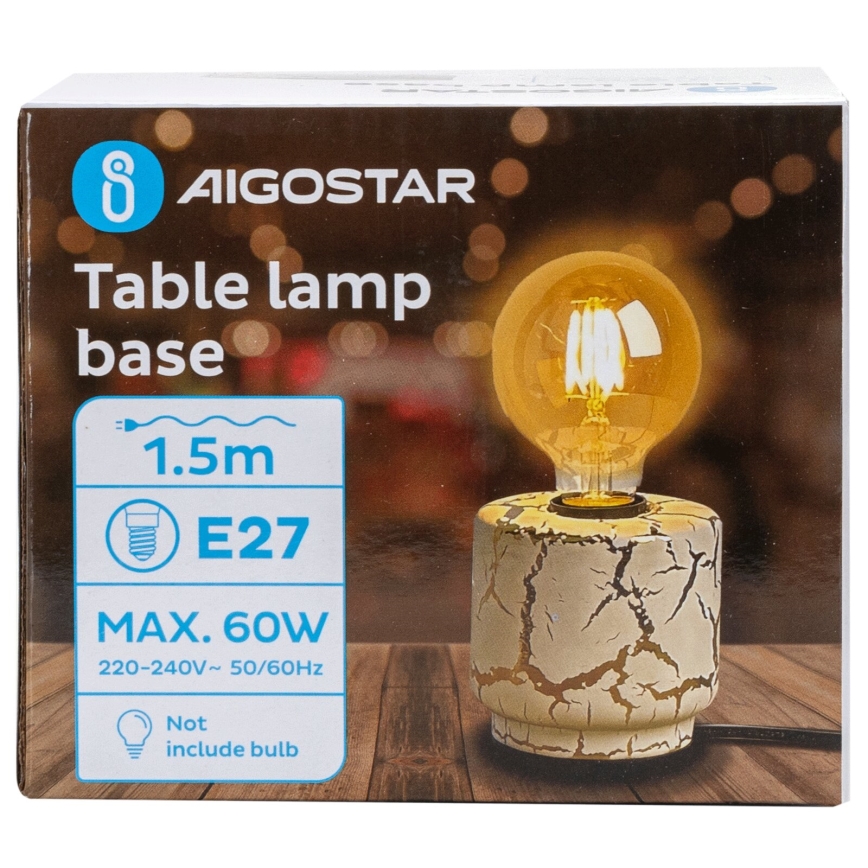 Aigostar - Laualamp 1xE27/60W/230V valge/kuldne