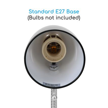 Aigostar -  Laualamp klambriga 1xE27/11W/230V must/läikiv kroom