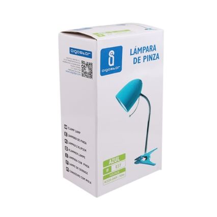 Aigostar -  Laualamp klambriga 1xE27/11W/230V sinine/läikiv kroom
