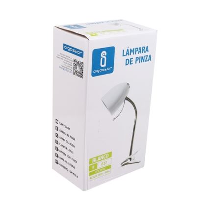 Aigostar -  Laualamp klambriga 1xE27/11W/230V valge/läikiv kroom