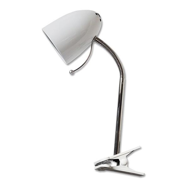 Aigostar -  Laualamp klambriga 1xE27/11W/230V valge/läikiv kroom