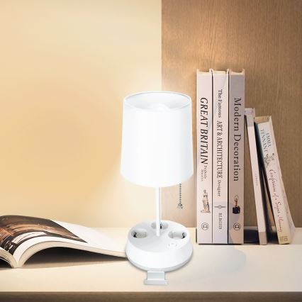 Aigostar - Laualamp pistikupesadega 1xE27/60W/230V valge