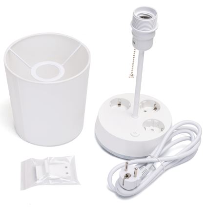 Aigostar - Laualamp pistikupesadega 1xE27/60W/230V valge