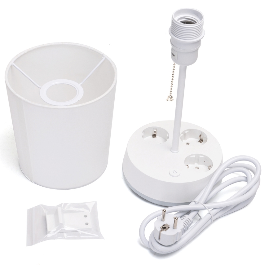 Aigostar - Laualamp pistikupesadega 1xE27/60W/230V valge