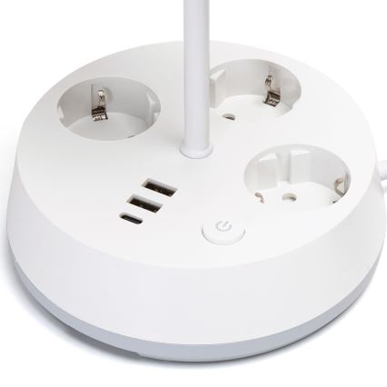 Aigostar - Laualamp pistikupesadega ja USB-pordidega 1xE27/60W/230V valge