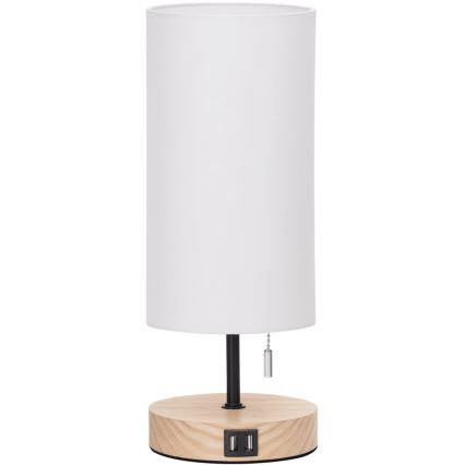 Aigostar - Laualamp USB pordiga 1xE27/40W/230V beež