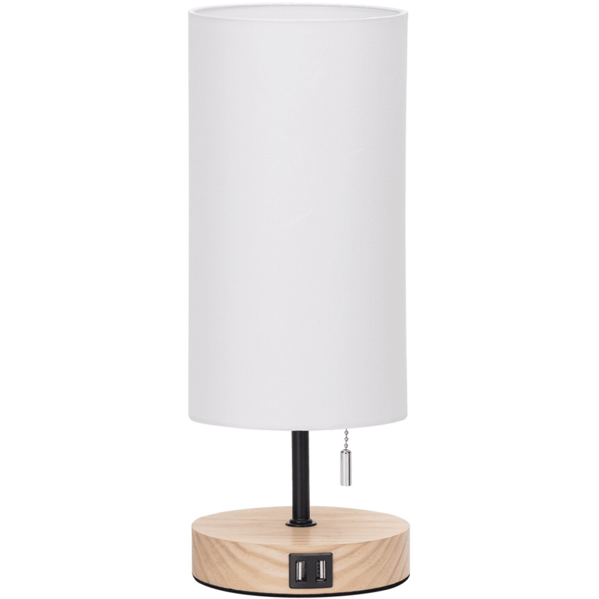 Aigostar - Laualamp USB pordiga 1xE27/40W/230V beež