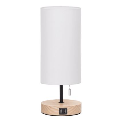 Aigostar - Laualamp USB pordiga 1xE27/40W/230V beež