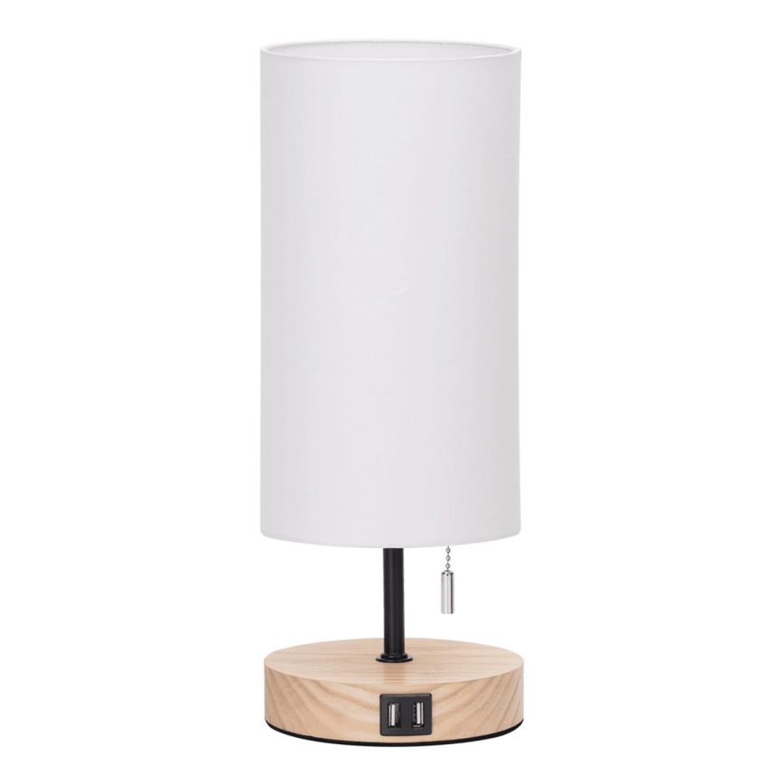 Aigostar - Laualamp USB pordiga 1xE27/40W/230V beež