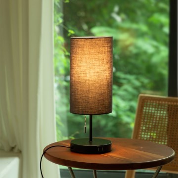 Aigostar - Laualamp USB pordiga 1xE27/40W/230V must
