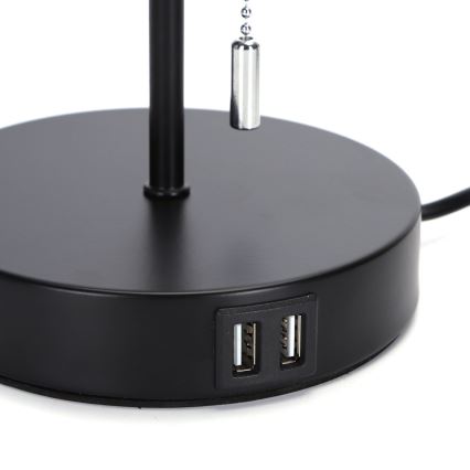 Aigostar - Laualamp USB pordiga 1xE27/40W/230V must