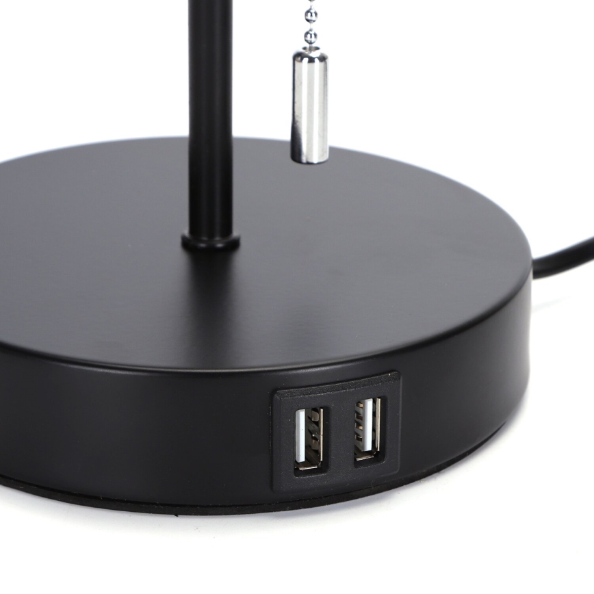 Aigostar - Laualamp USB pordiga 1xE27/40W/230V must
