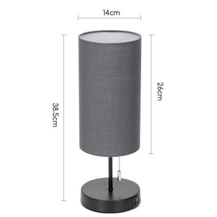 Aigostar - Laualamp USB pordiga 1xE27/40W/230V must
