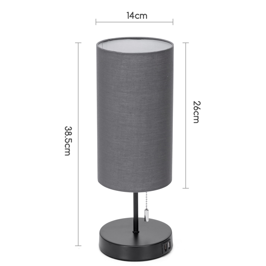 Aigostar - Laualamp USB pordiga 1xE27/40W/230V must