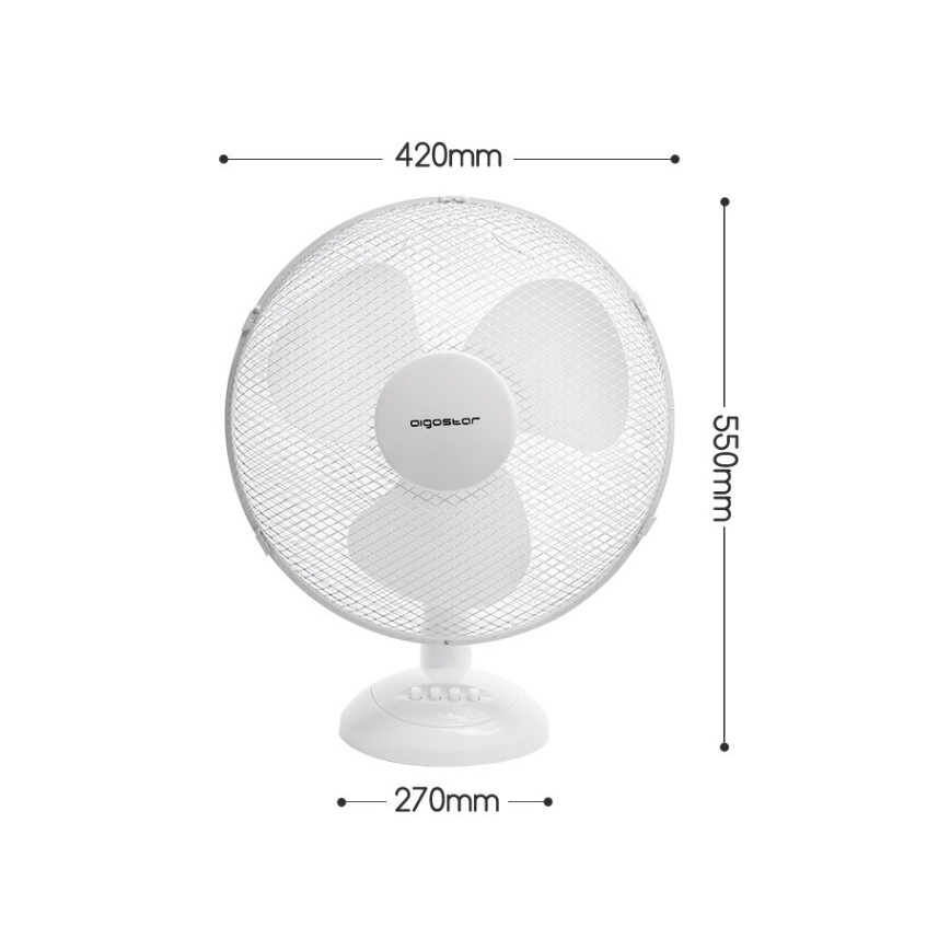 Aigostar - Lauaventilaator 45W/230V 34 cm valge