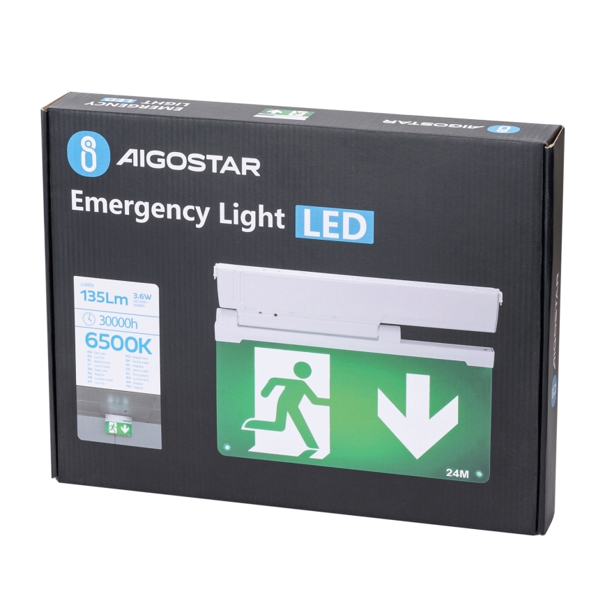 Aigostar - LED Avariivalgusti EMERGENCY EXIT LED/3,6W/230V 6500K 500mAh