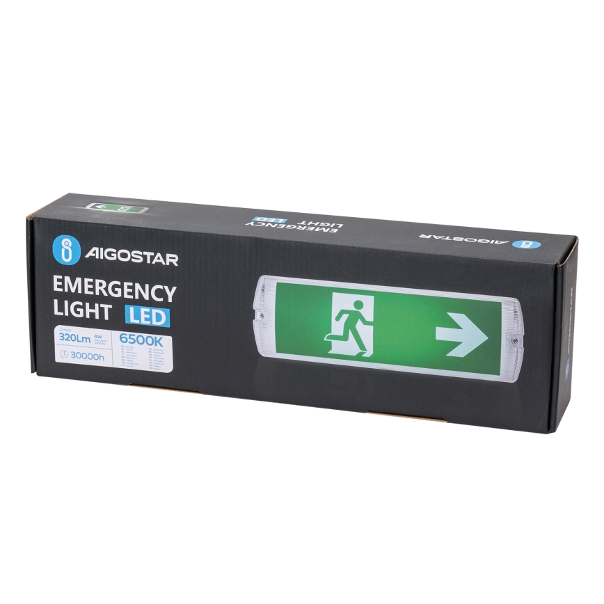 Aigostar - LED Avariivalgusti EMERGENCY EXIT LED/4W/230V IP65 6500K 600mAh