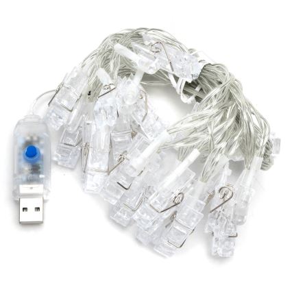 Aigostar - LED dekoratiivne valguskett 20xLED/5W/USB 6 m soe valge