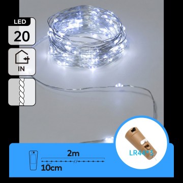 Aigostar - LED dekoratiivne valgusnöör pudelikorgiga 20xLED/3xLR44 2m külmvalge