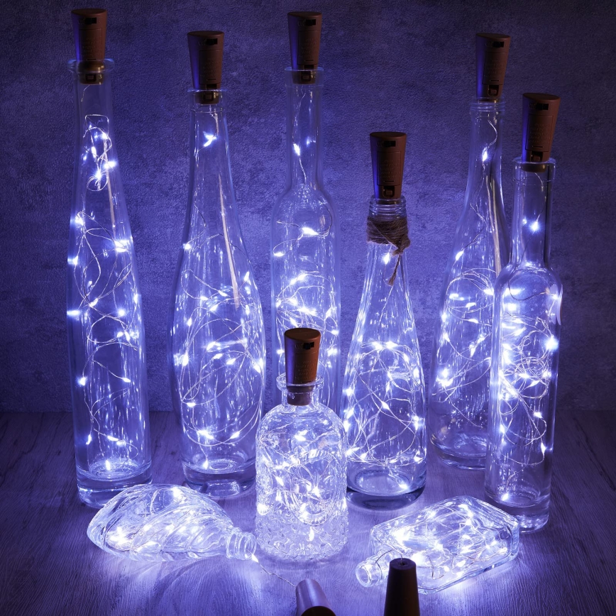 Aigostar - LED dekoratiivne valgusnöör pudelikorgiga 20xLED/3xLR44 2m külmvalge
