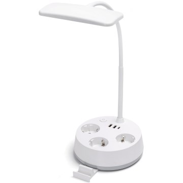 Aigostar - LED dimmerdatud lauavalgusti koos pistikupesade ja USB-ga LED/4,6W/230V 3000/4000/6500K valge