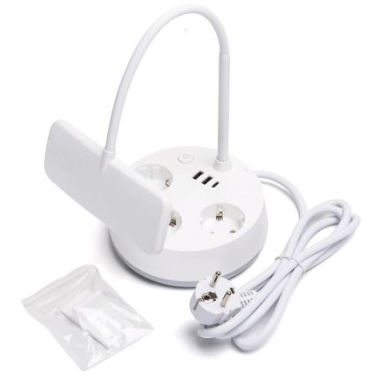 Aigostar - LED dimmerdatud lauavalgusti koos pistikupesade ja USB-ga LED/4,6W/230V 3000/4000/6500K valge