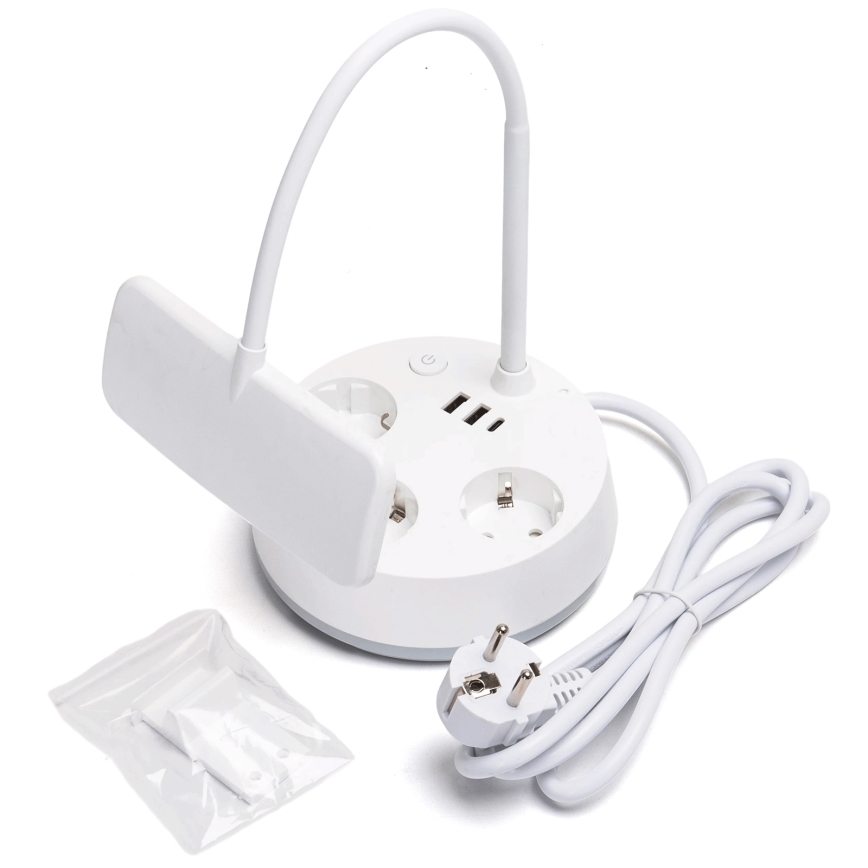 Aigostar - LED dimmerdatud lauavalgusti koos pistikupesade ja USB-ga LED/4,6W/230V 3000/4000/6500K valge