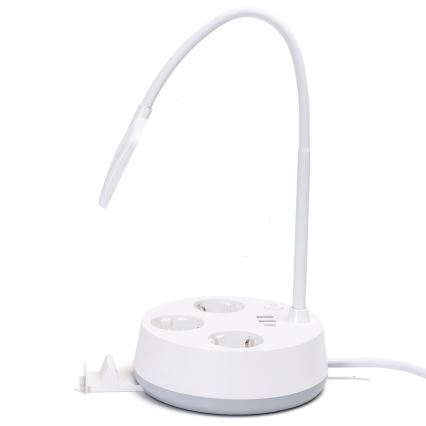 Aigostar - LED dimmerdatud lauavalgusti koos pistikupesade ja USB-ga LED/4,6W/230V 3000/4000/6500K valge