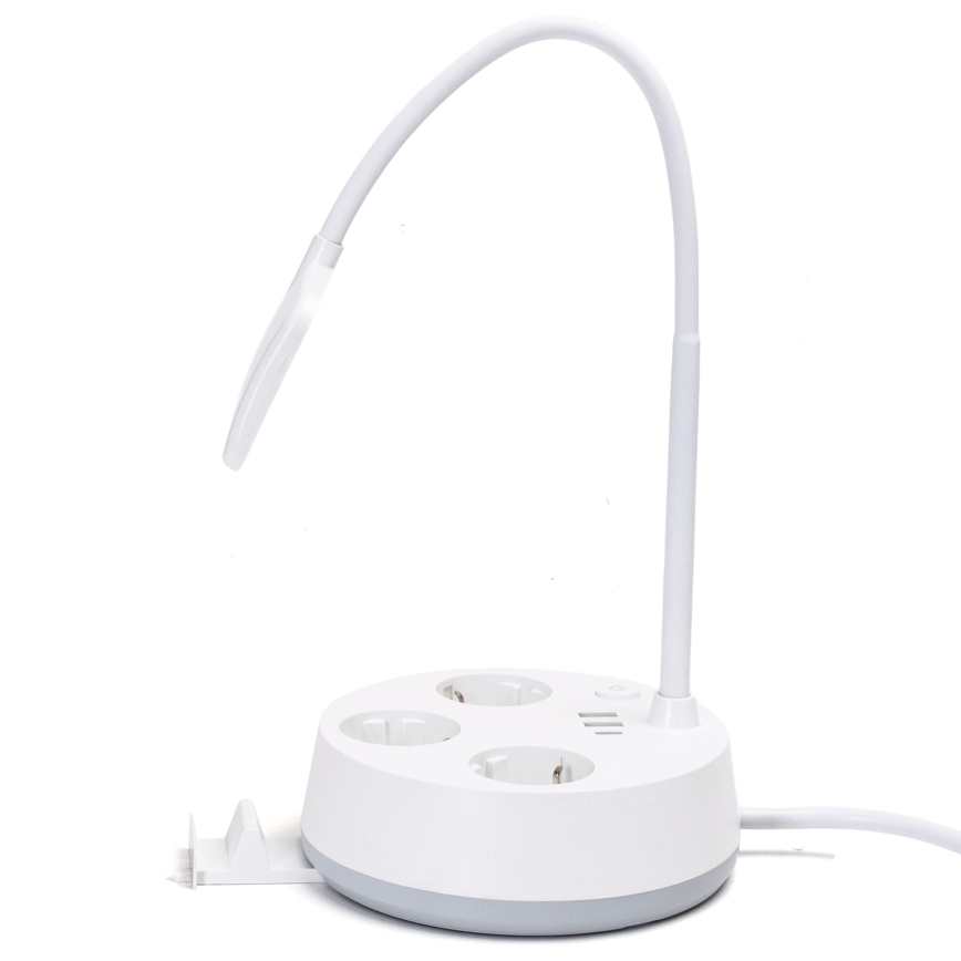 Aigostar - LED dimmerdatud lauavalgusti koos pistikupesade ja USB-ga LED/4,6W/230V 3000/4000/6500K valge