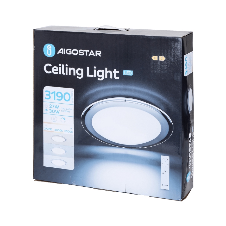 Aigostar - LED dimmereeritav laelamp LED/30W/230V 2700-6500K läbimõõt 42,9 cm kroom + kaugjuhtimispult