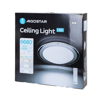 Aigostar - LED dimmereeritav laelamp LED/60W/230V 2700-6500K läbimõõt 52,7 cm kroom + kaugjuhtimispult