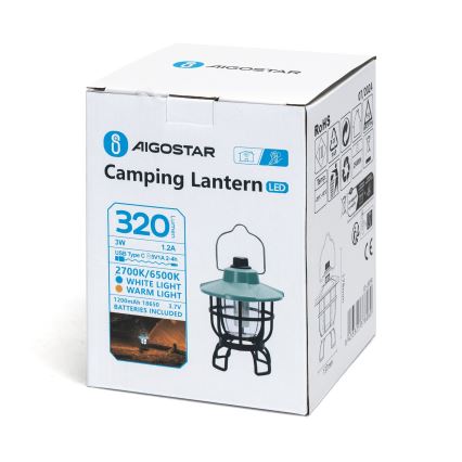 Aigostar - LED Hämardatav kaasaskantav laetav matkamine lamp LED/3W/3,7V 1200mAh