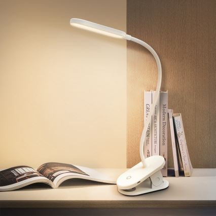 Aigostar - LED Hämardatav laetav laualamp klambriga LED/2,5W/5V 1200mAh valge