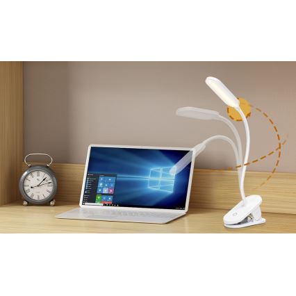 Aigostar - LED Hämardatav laetav laualamp klambriga LED/2,5W/5V 1200mAh valge
