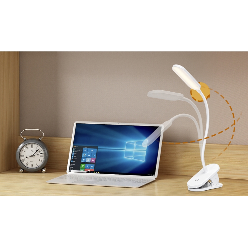 Aigostar - LED Hämardatav laetav laualamp klambriga LED/2,5W/5V 1200mAh valge