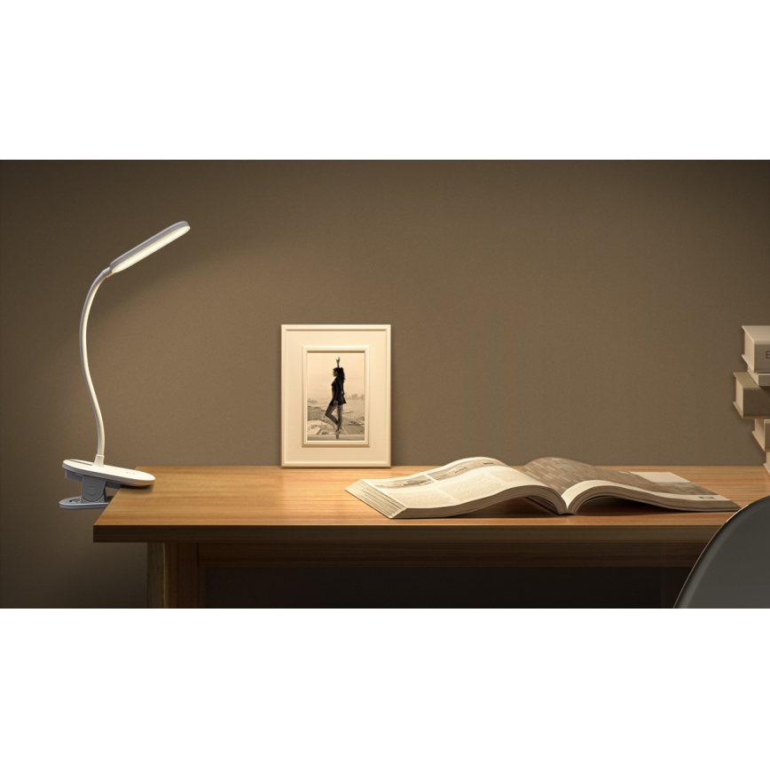Aigostar - LED Hämardatav laetav laualamp klambriga LED/2,5W/5V 1200mAh valge