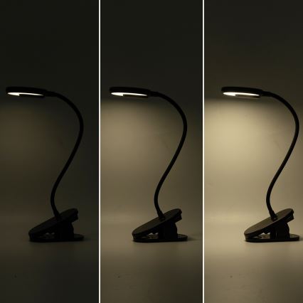 Aigostar - LED Hämardatav laetav laualamp klambriga LED/3W/5V 1800mAh must