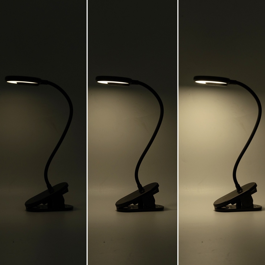 Aigostar - LED Hämardatav laetav laualamp klambriga LED/3W/5V 1800mAh must