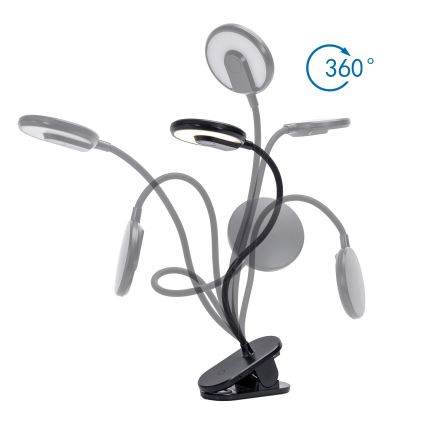 Aigostar - LED Hämardatav laetav laualamp klambriga LED/3W/5V 1800mAh must