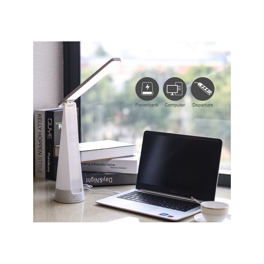 Aigostar - LED Hämardatav laetav laualamp LED/7W/5V 4000K 4400 mAh valge
