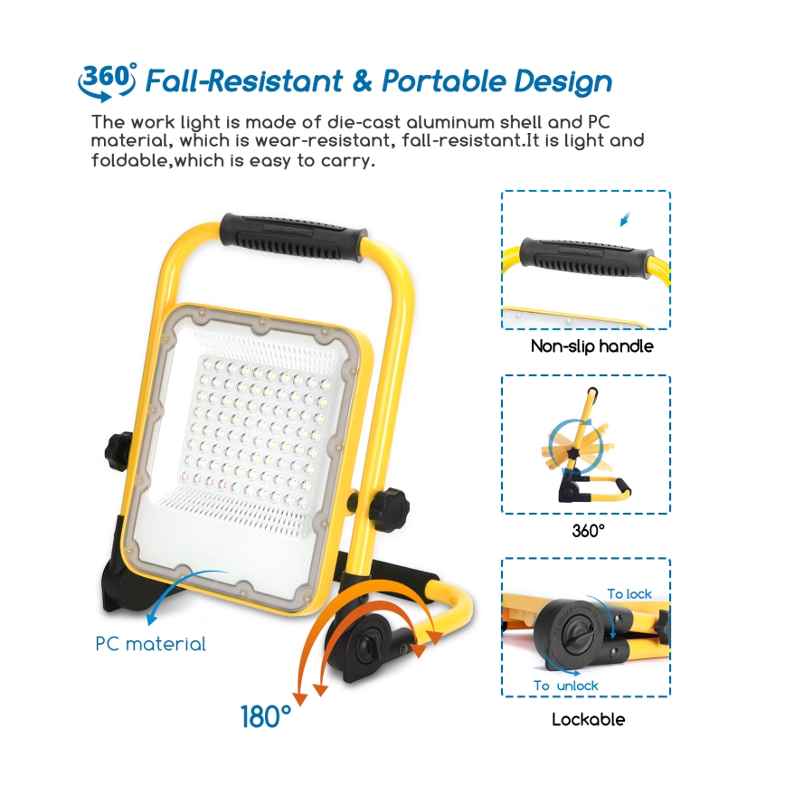 Aigostar - LED Hämardatav laetav prožektor LED/50W/5V 6500K IP65