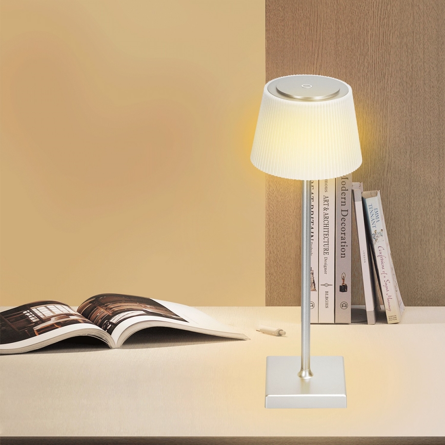 Aigostar - LED Väli hämardatav laetav laualamp LED/4W/5V 3600mAh valge/matt kroom IP54