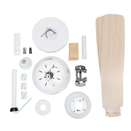 Aigostar - LED Hämardatav laeventilaator LED/20W/230V 2700-6500K 132cm valge/beež + kaugjuhtimispult