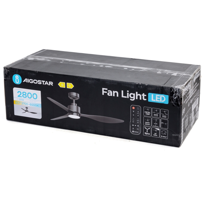Aigostar - LED Hämardatav laeventilaator LED/20W/230V 2700-6500K 132cm must + kaugjuhtimispult
