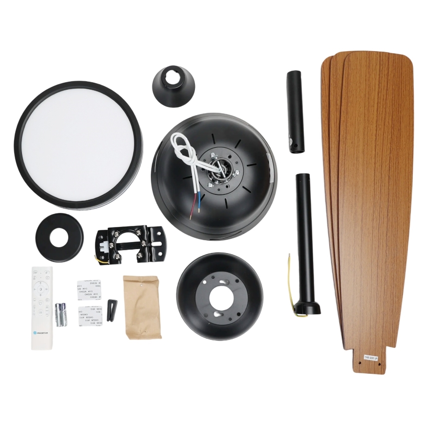 Aigostar - LED Hämardatav laeventilaator LED/20W/230V 2700-6500K 132cm pruun + kaugjuhtimispult