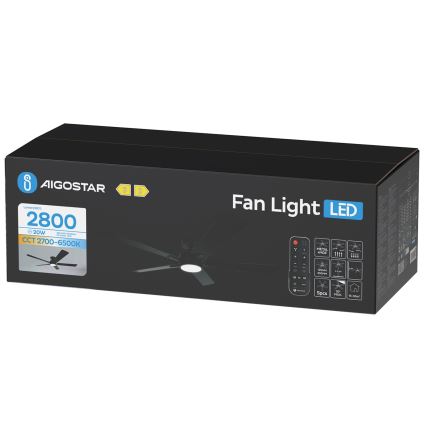 Aigostar - LED Hämardatav laeventilaator LED/20W/230V 2700-6500K 132cm pruun + kaugjuhtimispult
