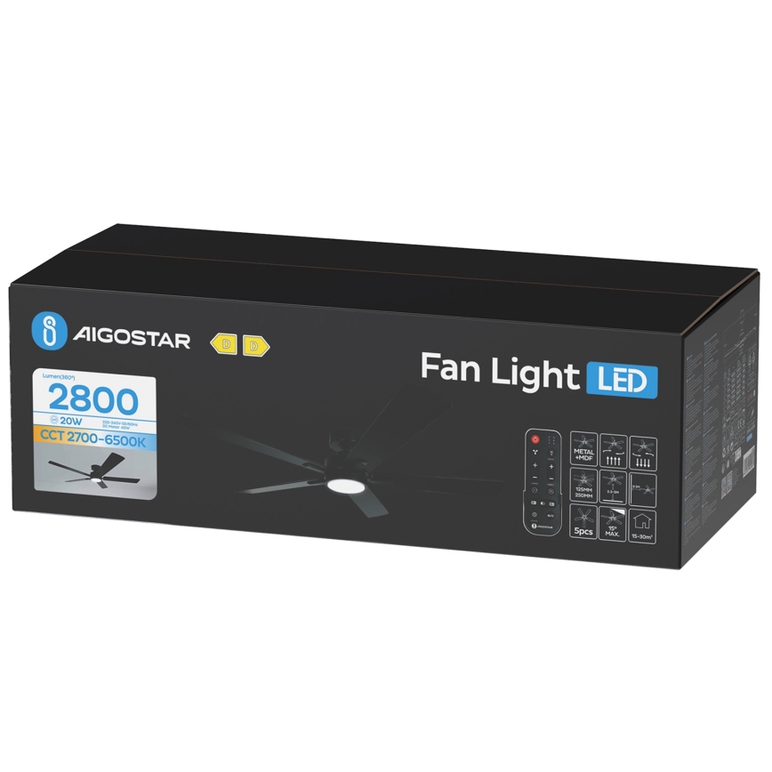 Aigostar - LED Hämardatav laeventilaator LED/20W/230V 2700-6500K 132cm pruun + kaugjuhtimispult