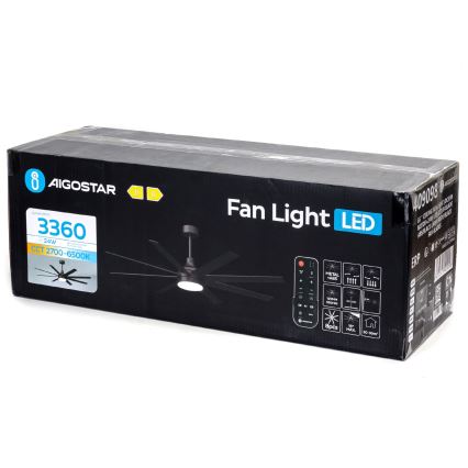 Aigostar - LED Hämardatav laeventilaator LED/24W/230V 2700-6500K 165cm must + kaugjuhtimispult